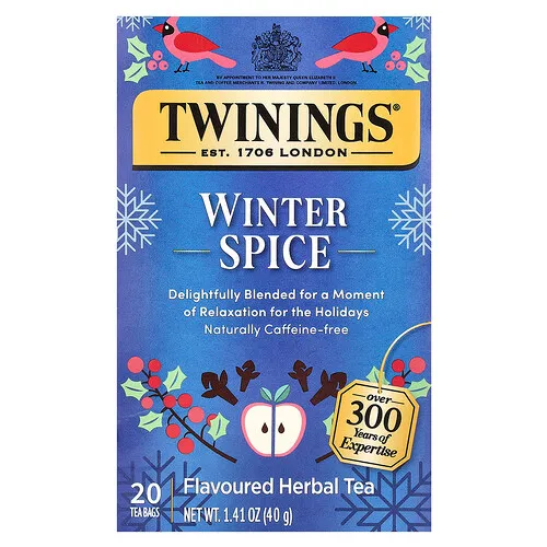 Twinings, Té de hierbas con sabor, Especias de invierno, Sin cafeína, 20 bolsitas de té, 40 g (1,41 oz)