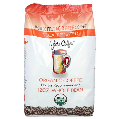 Tylers Coffees, Café orgánico, Grano entero, Descafeinado, 12 oz