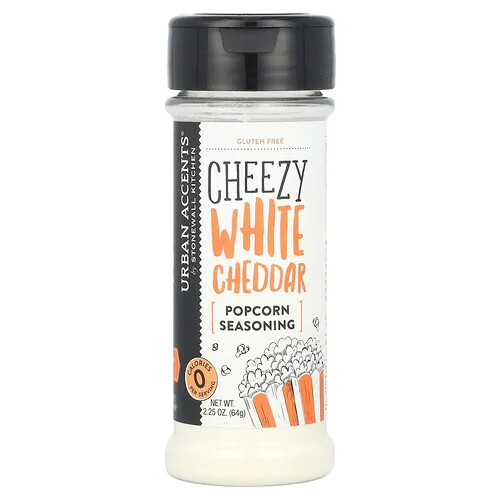 Urban Accents, Condimento para palomitas de maíz, Queso cheddar blanco con sabor a queso, 64 g (2,25 oz)