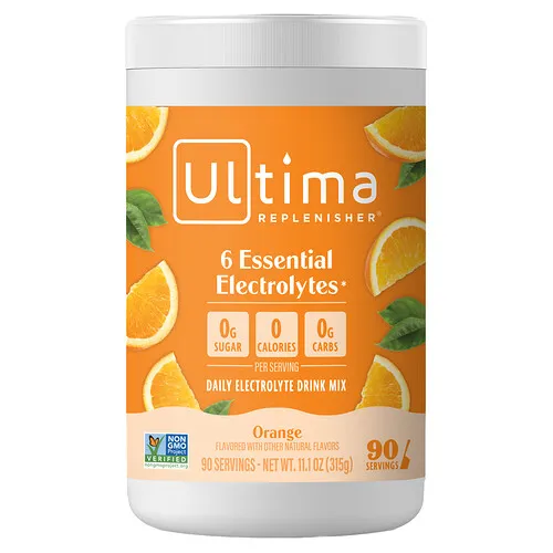 Ultima Replenisher, 6 electrolitos esenciales, Mezcla para preparar bebidas con electrolitos de uso diario, Naranja, 315 g (11,1 oz)