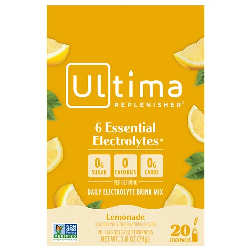 Ultima Replenisher, Mezcla para preparar bebidas con electrolitos de uso diario, Limonada, 20 sobrecitos, 3,7 g (0,13 oz) cada uno