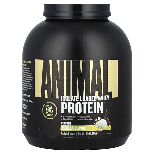 Animal, Isolate Loaded Whey Protein™, Aislado de proteína de suero de leche recargado en polvo, Vainilla, 1,81 kg (4 lb)