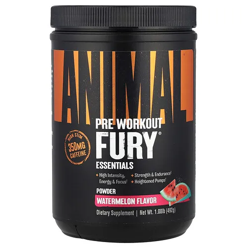 Animal, Fury®, Ingredientes esenciales para el preentrenamiento, Sandía, 492 g (1,08 lb)