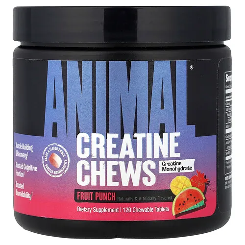 Animal, Comprimidos masticables de creatina, Ponche de frutas, 120 comprimidos masticables