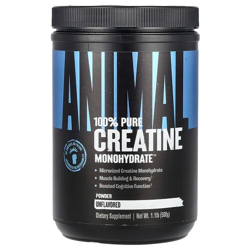 Animal, Creatine Monohydrate™, Monohidrato de creatina 100 % puro en polvo, Sin sabor, 500 g (1,1 lb)