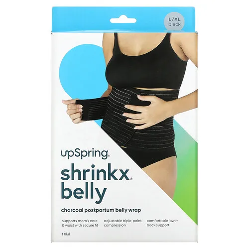 UpSpring, Shrinkx Belly, Envoltura de carbón para el posparto, Talla L / XL, Negro, 1 unidad