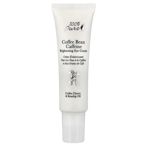 100% PURE, Crema iluminadora para el contorno de los ojos con cafeína y granos de café, 30 ml (1 oz. líq.)