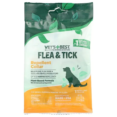 Vet's Best, Collar repelente de pulgas y garrapatas, Para perros y cachorros, de 4 meses en adelante, 1 recuento