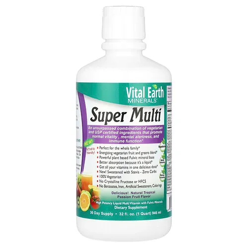 Vital Earth Minerals, Super Multi, Sabor natural a mandarina tropical, 946 ml (32 oz. Líq.)