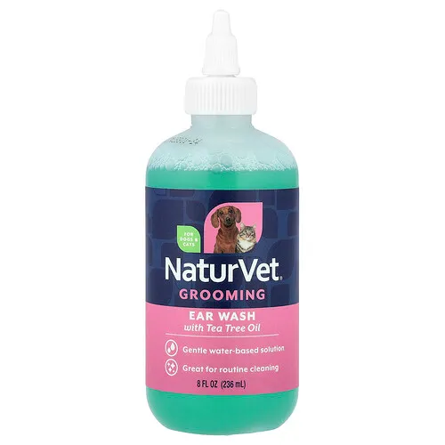 NaturVet, Limpiador de oídos con aceite de árbol del té, Esencia de polvo de bebé, 236 ml (8 oz. líq.)