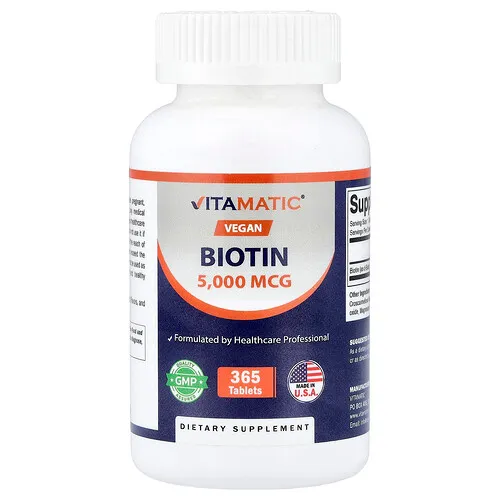Vitamatic, Biotina vegana, 5000 mcg, 365 comprimidos