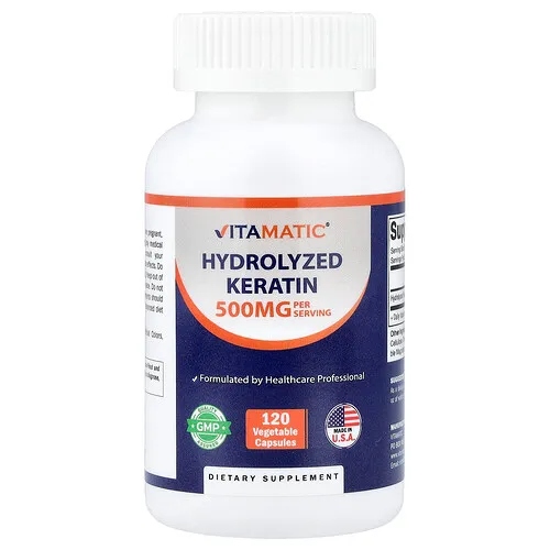 Vitamatic, Queratina hidrolizada, 120 cápsulas vegetales (250 mg por cápsula)