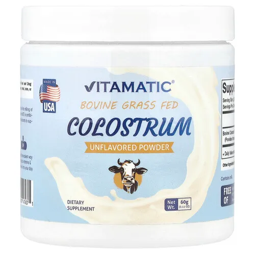 Vitamatic, Calostro bovino proveniente de animales alimentados con pasturas, Sin sabor, 60 g (2,11 oz)