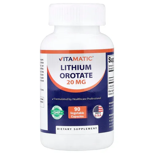 Vitamatic, Orotato de litio, 20 mg, 90 cápsulas vegetales