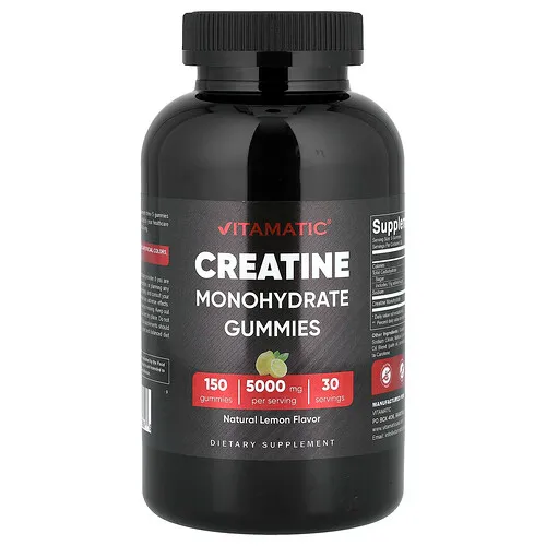 Vitamatic, Gomitas con monohidrato de creatina, Limón, 150 gomitas (1000 mg por gomita)