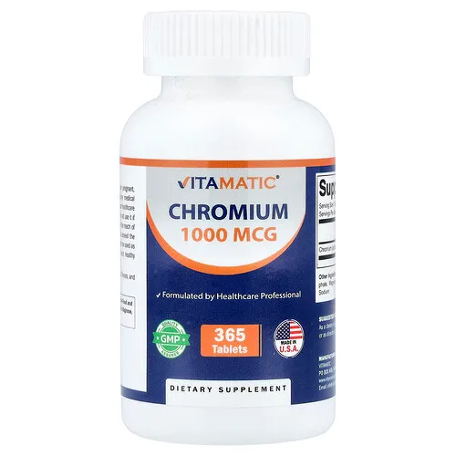 Vitamatic, Cromo, 1000 mcg, 365 comprimidos