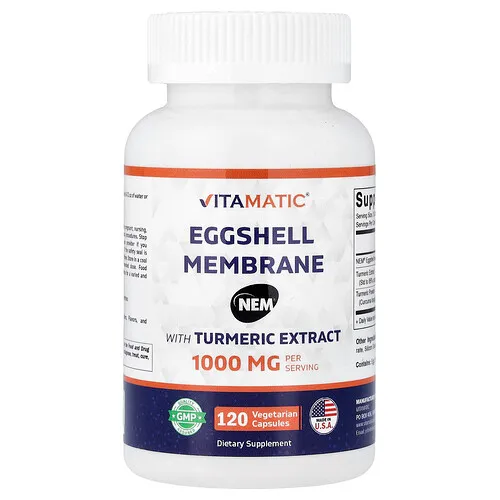 Vitamatic, Membrana de cáscara de huevo con extracto de cúrcuma, 120 cápsulas vegetales