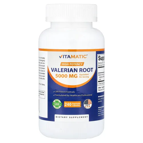 Vitamatic, Raíz de valeriana, Alta potencia, 240 cápsulas vegetales (250 mg por cápsula)