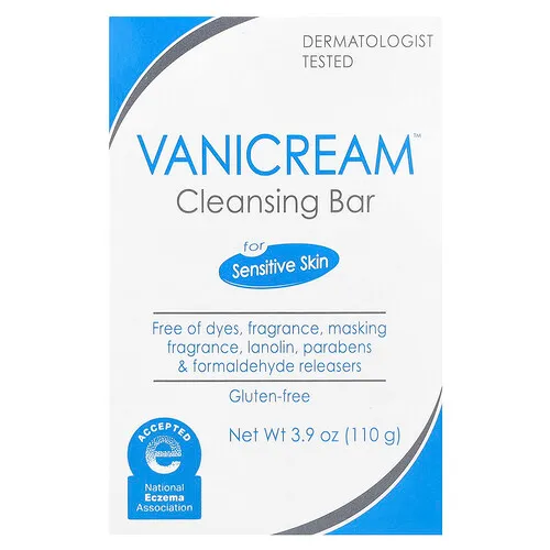Vanicream, Barra limpiadora, Para pieles sensibles, Sin fragancia, 110 g (3,9 oz)