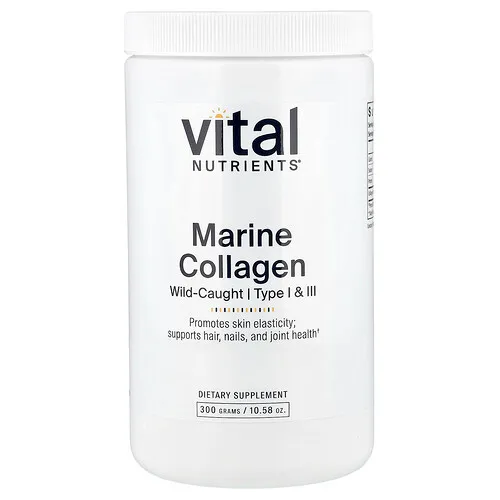 Vital Nutrients, Colágeno marino, Colágeno capturado en estado salvaje, Tipo I y III, 300 g (10,58 oz)