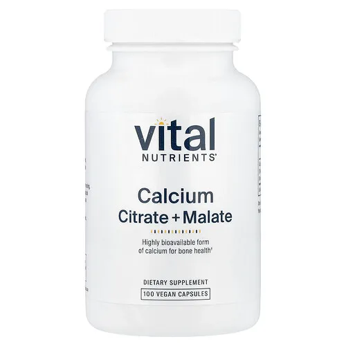 Vital Nutrients, Citrato de calcio con malato, 300 mg, 100 cápsulas veganas (150 mg cada una)