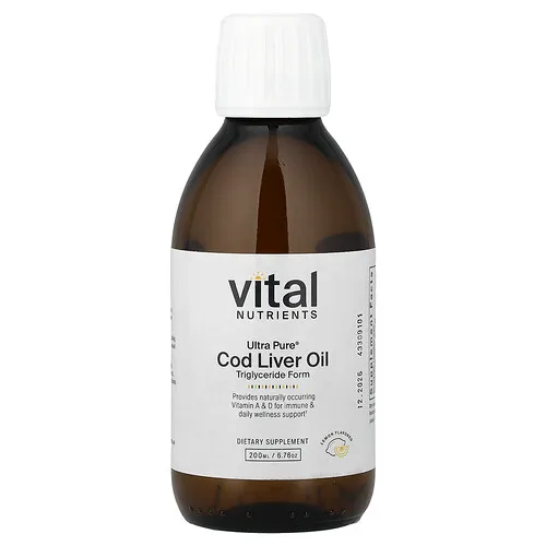 Vital Nutrients, Ultrapuro, Aceite de hígado de bacalao, Limón, 200 ml (6,76 oz)