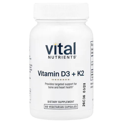 Vital Nutrients, K2-7 + D3, 60 cápsulas vegetales