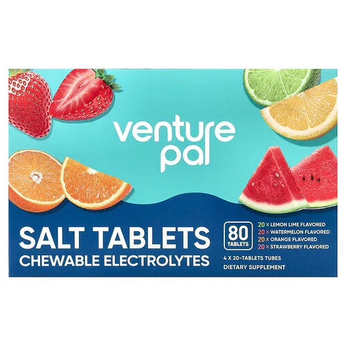 Venture Pal, Electrolitos masticables en comprimidos de sal, Paquete surtido, 80 comprimidos