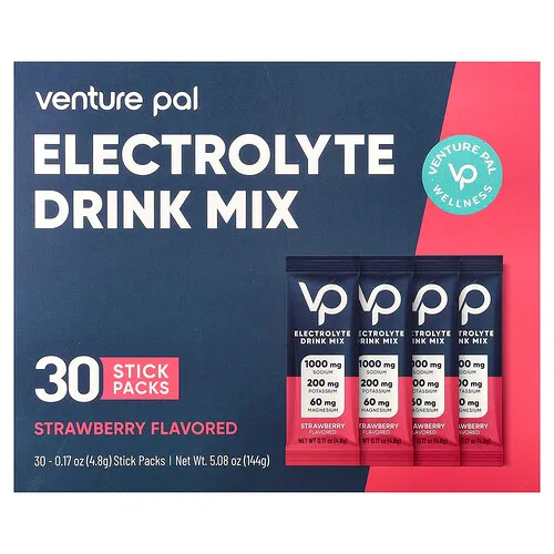 Venture Pal, Mezcla para preparar bebidas con electrolitos, Fresa, 30 sobrecitos, 4,8 g (0,17 oz) cada uno