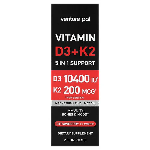 Venture Pal, Vitaminas D3 y K2, Fresa, 60 ml (2 oz. líq.)