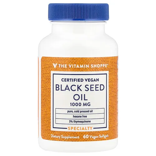 The Vitamin Shoppe, Aceite de semilla de comino negro, 1000 mg, 60 cápsulas blandas veganas