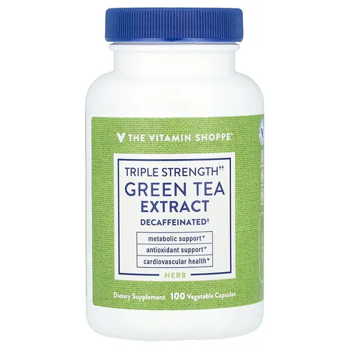 The Vitamin Shoppe, Extracto de té verde, Triple concentración, Descafeinado, 100 cápsulas vegetales (750 mg por cápsula)