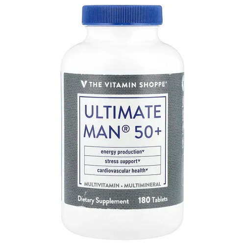 The Vitamin Shoppe, Ultimate Man® 50+, Suplemento multivitamínico y multimineral, 180 comprimidos