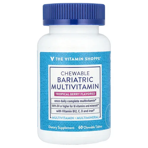 The Vitamin Shoppe, Suplemento multivitamínico bariátrico masticable, Bayas tropicales, 60 comprimidos masticables