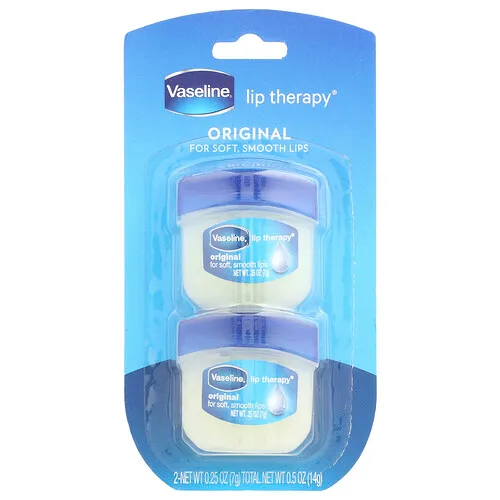 Vaseline, Lip Therapy®, Bálsamo labial original, Paquete de 2 piezas, 7 g (0,25 oz) cada una