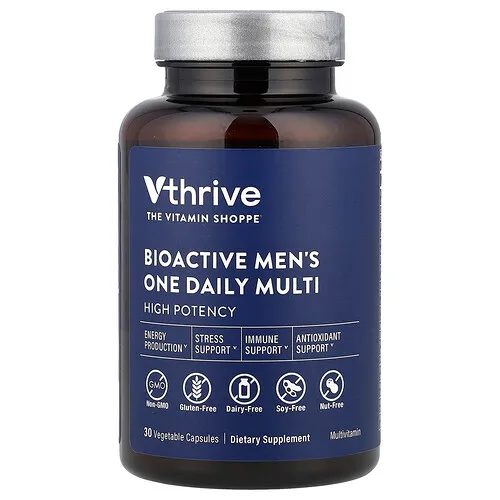 Vthrive, Suplemento multivitamínico de uso diario Bioactive para hombres, 30 cápsulas vegetales
