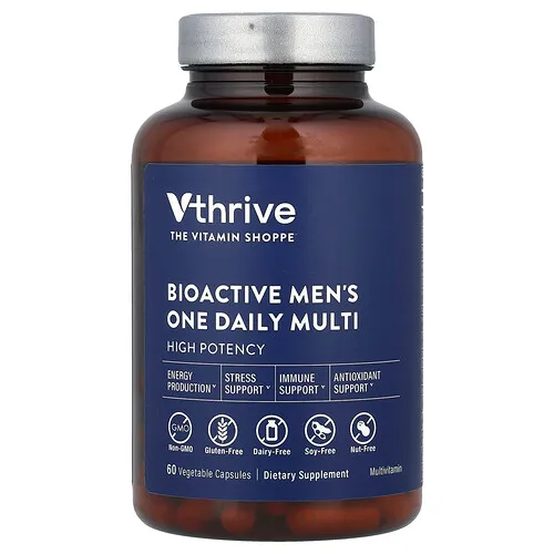 Vthrive, Suplemento multivitamínico de uso diario Bioactive para hombres, 60 cápsulas vegetales