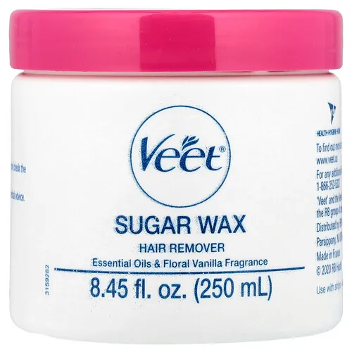 Veet, Removedor de vello con cera de azúcar, Aceites esenciales y vainilla floral, 14 piezas