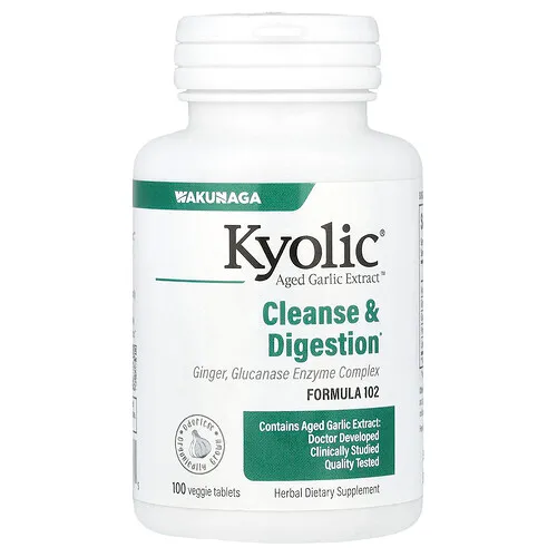 Kyolic, Aged Garlic Extract™, Suplemento para la limpieza y la digestión, Fórmula 102, 100 comprimidos vegetales