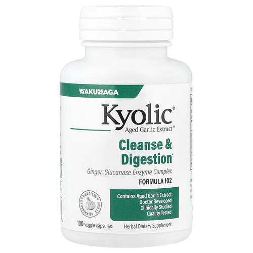 Kyolic, Aged Garlic Extract™, Suplemento para la limpieza y la digestión, Fórmula 102, 100 cápsulas vegetales