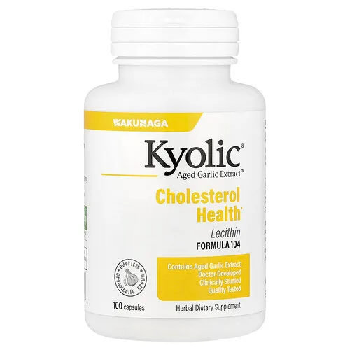 Kyolic, Aged Garlic Extract™, Suplemento para favorecer el colesterol saludable con lecitina, Fórmula 104, 100 cápsulas