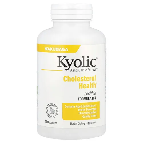 Kyolic, Extracto de ajo maduro Aged Garlic Extract™, Colesterol y salud, Fórmula 104, 200 cápsulas
