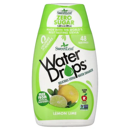 SweetLeaf Stevia, Water Drops®, Deliciosa agua de estevia para potenciar, Lima-limón, 48 ml (1,62 oz. líq.)