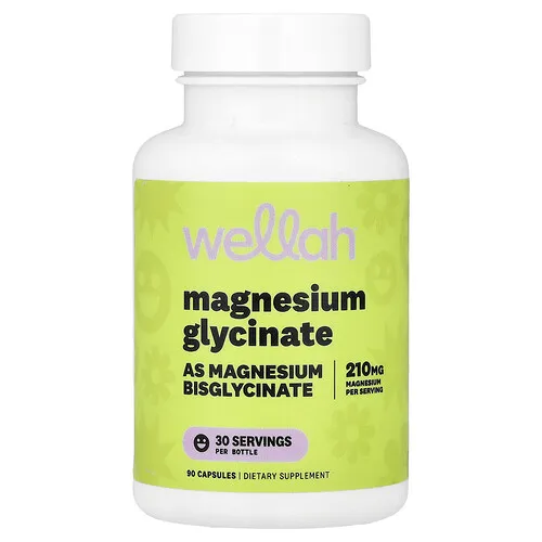 Wellah, Glicinato de magnesio, 210 mg, 90 cápsulas (70 mg por cápsula)