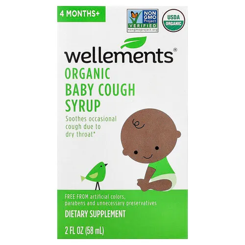 Wellements, Jarabe orgánico para la tos para bebés, 4 meses en adelante, 58 ml (2 oz. líq.)