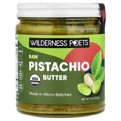 Wilderness Poets, Mantequilla de pistachos crudos orgánicos, 227 g (8 oz)