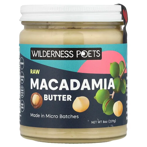 Wilderness Poets, Mantequilla de macadamia cruda, 227 g (8 oz)