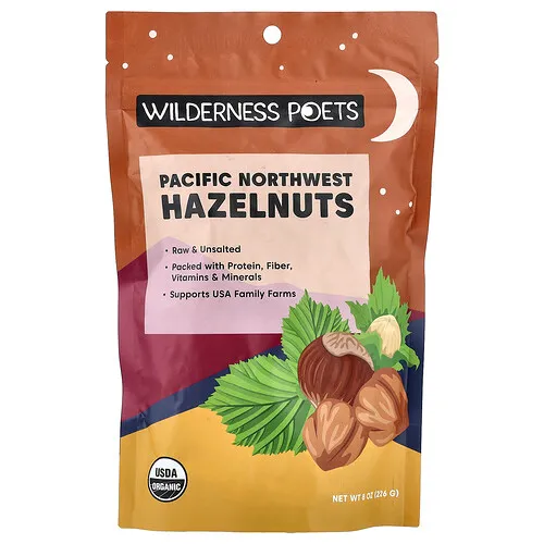 Wilderness Poets, Avellanas orgánicas del noroeste del Pacífico, Sin sal, 226 g (8 oz)