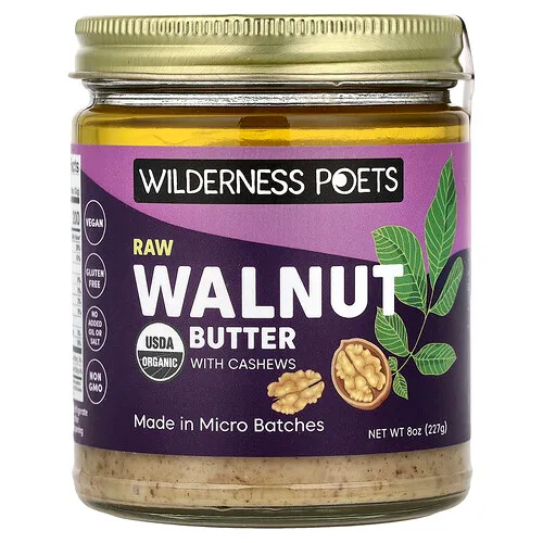 Wilderness Poets, Mantequilla de nuez cruda con castañas de cajú, 227 g (8 oz)