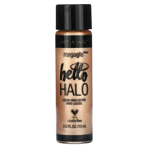 wet n wild, MegaGlo, Iluminador líquido Hello Halo, 306B Brillo dorado, 15 ml (0,5 oz. líq.)